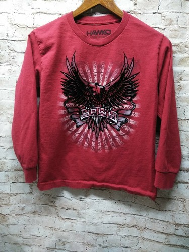 Tony Hawk Falcon Eagle Velvet Graphic Tee Boys Medium Red Long Sleeve