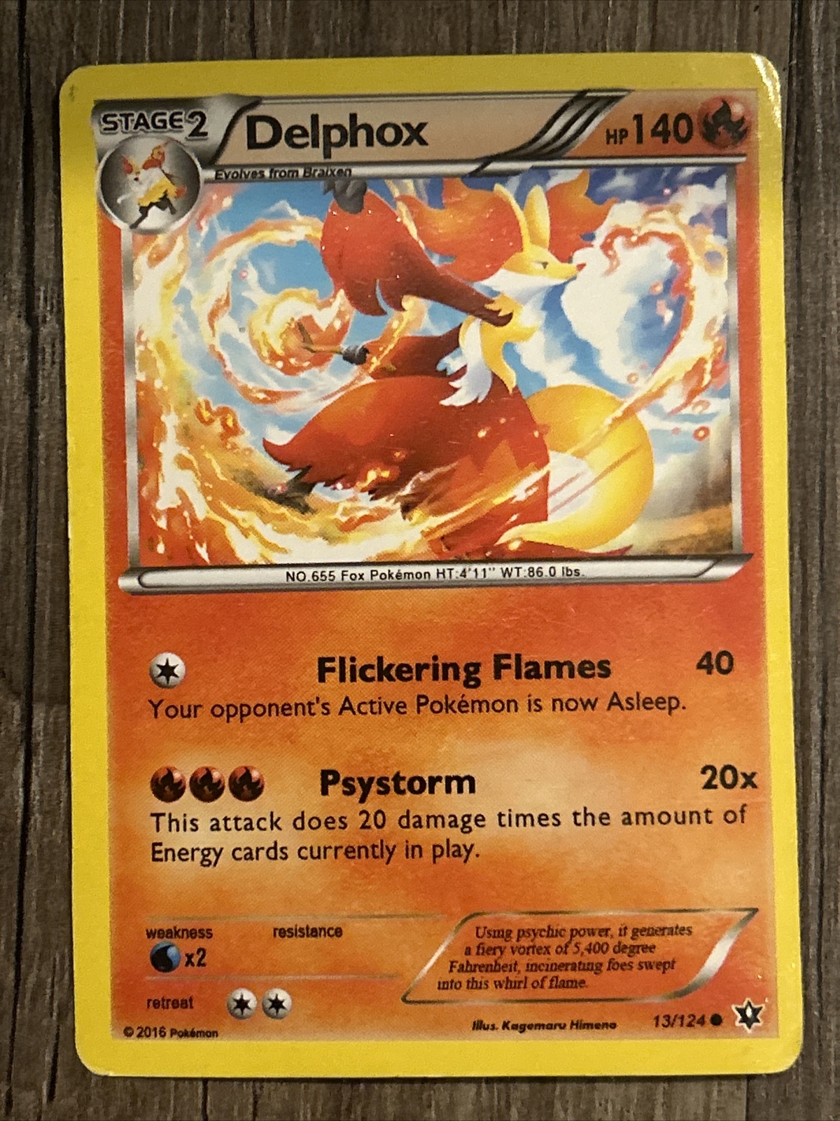 Pokémon TCG - Delphox - 13/124 XY Fates Collide - 2016 Reverse Holo Rare - LP