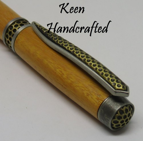 if - Keen Handcrafted Osage Orange Honeycomb Antique Brass and Pewter Twist Pen - Bild 4 von 5