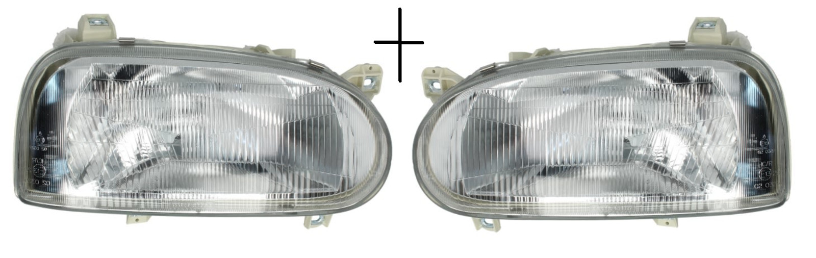 Optiques de phare avant H4 argentés robustes pour VW Golf III modèle 91-97