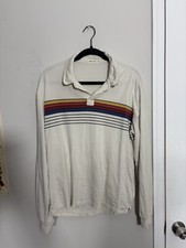 Marine Layer Men Shirt Medium Large Polo Colorblock Long Sleeve Pullover Knit