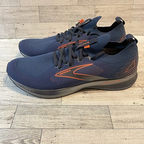 Brooks Levitate StealthFit 5 Support Running Shoes Navy Blue Orange Mens Size 14 - 第 6/11 張圖片