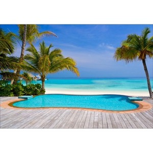 Détails Sur Stickers Muraux Déco Piscine Plage Palmiers 1472