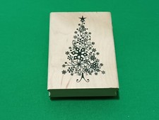 New Vintage Inkadinkado Christmas Tree Rubber Stamp Wood Mount Made in USA 98650