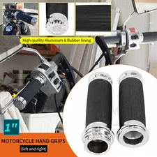 Chrome 1" Handlebar Hand Grips For Harley Road King Electra Glide Softail XL883