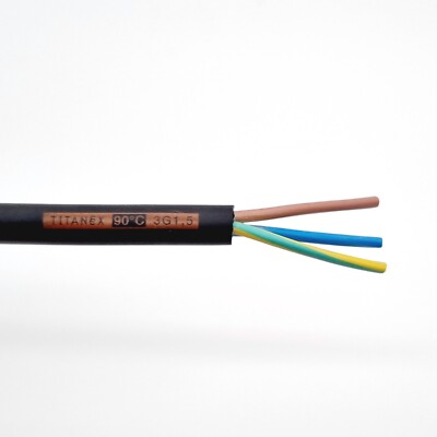 TITANEX Kabel H07RN-F 3x1,5 mm² Gummikabel Baustellenkabel Campingkabel (5-100m)