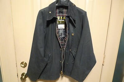 BARBOUR-  A211 TRANSPORT  WAX  COTTON  JACKET - NAVY - MADE  IN  UK - 40 - RARE