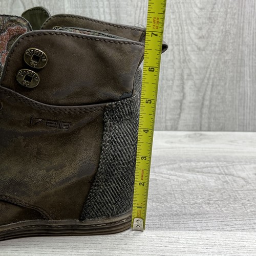 Blowfish Womans Ankle Boot Distressed Faux Leather Tweed Lace Up Wedge Heel Sz 7 - Picture 14 of 14