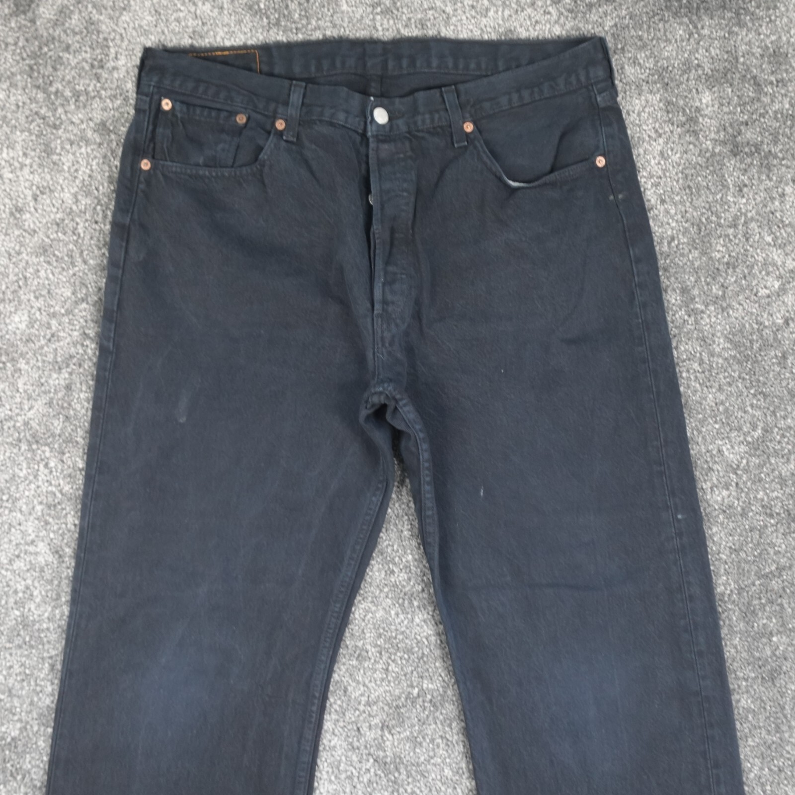 Levis Jeans 501 Mens 38 38x32 Black Regular Straight Button Fly Denim