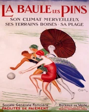 POSTER LA BAULE LES PINS BEACH FUN FRANCE SUMMER TRAVEL VINTAGE REPRO FREE S/H