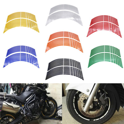 16-Piece Reflective Rim Tape For 17-19 Inch Wheels - Wheel Decal Stripes, Universal Fit