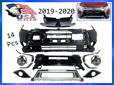 #ad #ad For 2019 2020 Mitsubishi Outlander Front Bumper Grille Fog Light Chrome amp; Panels $798.90