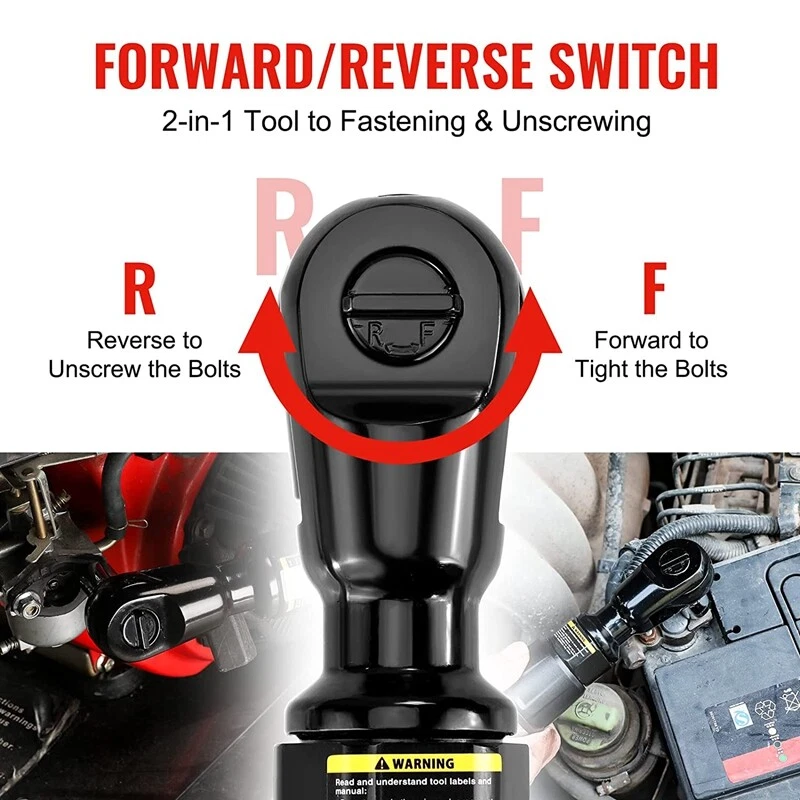 WORKPRO 3/8" Air Ratchet Wrench 50ft.lb Torque 160RPM Forward/Reverse Control US - Image 4 of 4