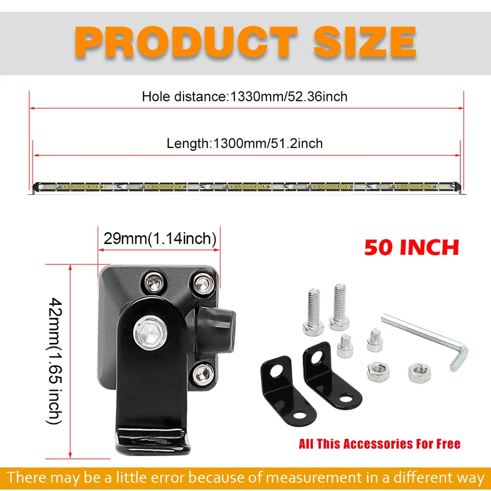 For 2017-2023 Can-Am Maverick Max X3 Roof 50'' 300W  LED Light Bar Combo Beam - Image 2 of 4