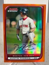 2008 Bowman Chrome 'Orange Refractor' Dustin Pedroia #172 serial'd /25 MVP
