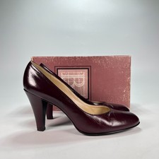 Vintage Bally France Burgundy Leather Low Cut Vamp Block Heels Pumps Womens Sz 6