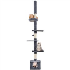 Albero Tiragraffi per Gatti Altezza Regolabile da 226 cm a 265 cm Grigio Scuro