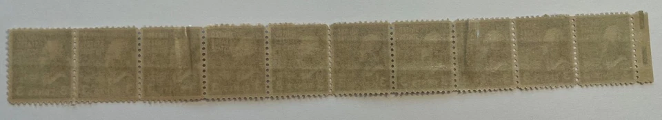 1938 3c Violet/Purple Jefferson Strip of Stamps #807, MNH OG perf 11 - Image 3 of 4