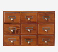 Wooden 9 Drawer Chest of Drawers, Brown Medium Wood, Metal Cup Handles
