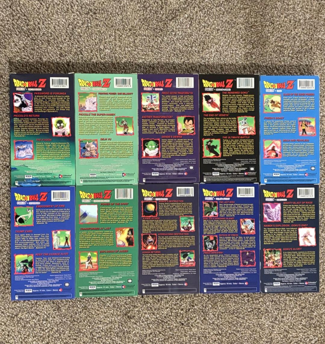 DRAGON BALL Z THE FRIEZA SAGA 10 VHS COMPLETE BOX SET WORKING CONDITION W/BOX