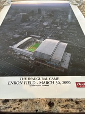 Vtg commemorative poster of the Inaugural Game at Enron Field on March 30, 2000