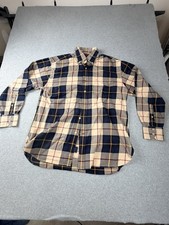 Y2K Tommy Hilfiger Mens Flannel Button Down Shirt L Plaid Navy