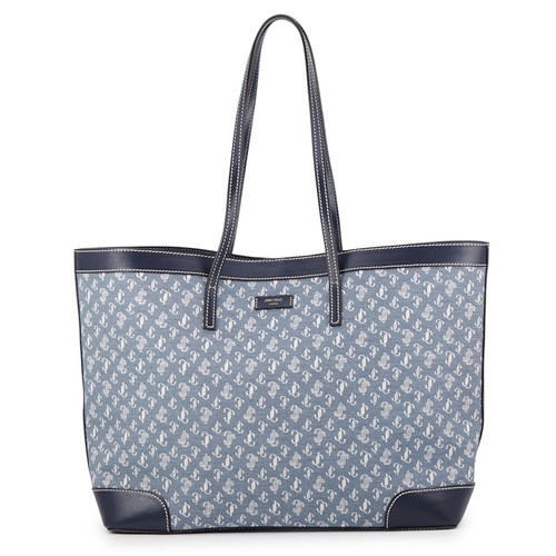 Jimmy Choo NINE 2 FINE Tote Bag Canvas Leather White Used