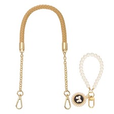 62cm/24.4" PU Leather Braided Purse Straps Apricot, Light Gold Buckle 