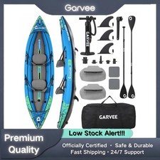 2 Person Inflatable Kayak 12.5FT Fishing Kayak Padded Seats 3 Fins Hand Pump