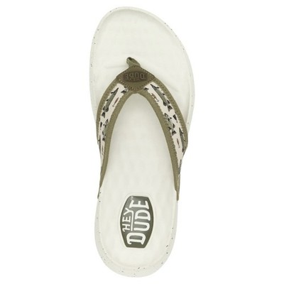 Hey Dude Flip Flops Fishing Lure Tan/Multi Sandals Comfort 