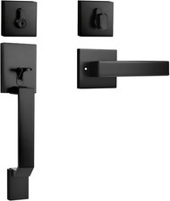 Black Front Door Handle Set Single Keyed Deadbolt