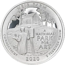 2020 S Weir Farm National Park 99.9% Silver Quarter ATB Gem Proof DCam
