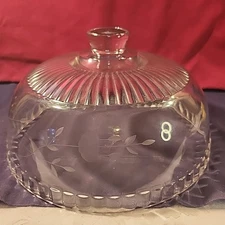 Princess House Heritage Crystal Etched Glass Cake Plate REPLACEMENT Dome 10” Lid