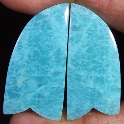 natural AMAZONITE matched pair Opaque loose gemstone 41.55 Carat. (18x39x2 mm)