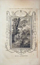 Original Old Antique Print Scene Moses Bulrushes C1750 Matthew Henry Bible