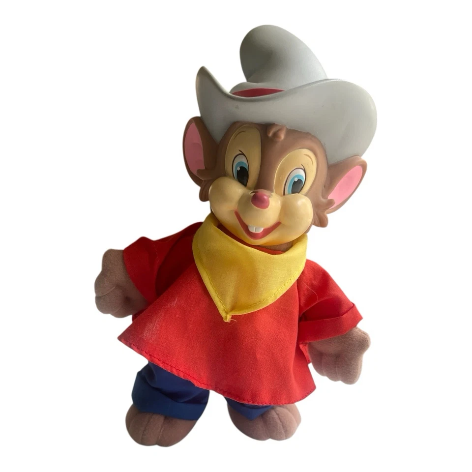 "Muñeco de peluche Fievel Goes West/An American Tail 9"" cabeza de plástico 1991 vintage" Foto 4 de 4