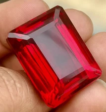 AA+++ Large Mozambique Red Ruby 81.75 Ct. Emerald Cut Loose Gemstone @Best Offer
