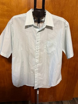 Vintage Career Club Dress Shirt Mens 17 17.5 Mint Green USA Short Sleeve Button