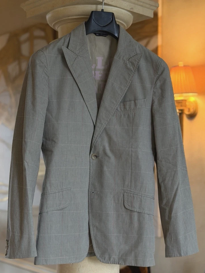 Dolce & Gabbana серый / серо-коричневый мужской Blazer Sport пальто куртка, размер 46 / США средний - Изображение 2 из 4