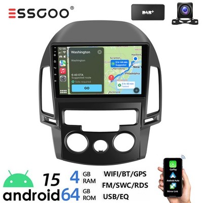 DAB+ 4+64GB Android 15 CarPlay Autoradio Navi RDS WIFI Für Hyundai i30 2006-2011