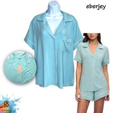 NWT Eberjey M Gisele TENCEL  Modal Relaxed Pajama Top Only PJ1018SN Canal Blue