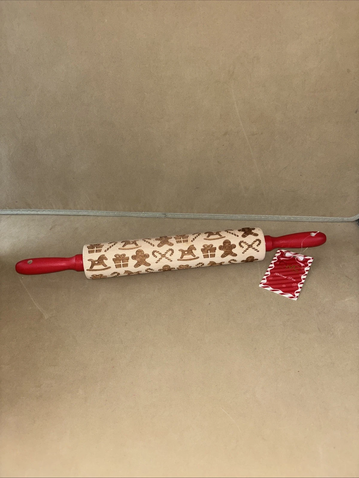 Embossed Rolling Pin Textured Dough Pastry Cookie Design Roller Gingerbread New