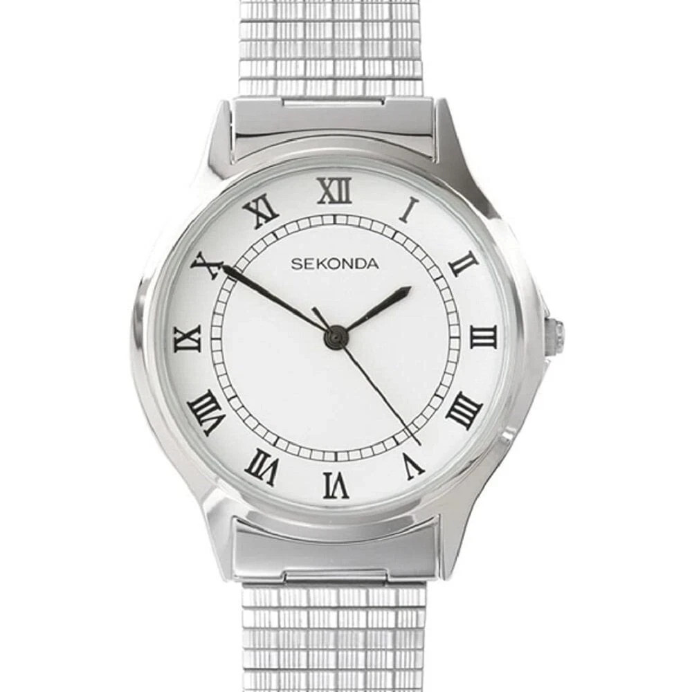 Gents Easy Read Silver Tone Watch with Expanding Bracelet by Sekonda Model 3022B