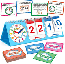 Learning Clock Flip Chart Colorful Analog  Digital Telling Time Teaching Clock