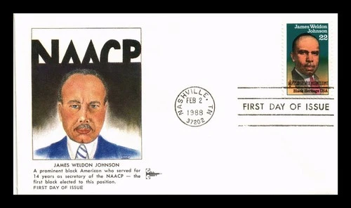 DR JIM STAMPS US COVER JAMES WELDON JOHNSON BLACK HERITAGE FDC GILL CRAFT