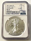 2021 American Silver Eagle, NGC Graded MS70, Heraldic Eagle T1 $1 Early Releases