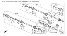 HONDA ACURA GENUINE OEM NSX Ring, Stopper (Outer) Driveshaft ☆ 42335-SL0-300 ☆
