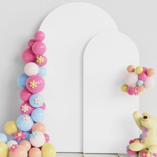 Putros Wedding Arch Cover Set of 2, 7.2FT  6FT White Spandex Round Top Backdrop