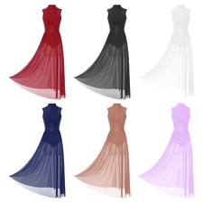 Women Dancewear Slim Fit Dress Party Leotard Maxi Costume Ballroom Jumpsuit