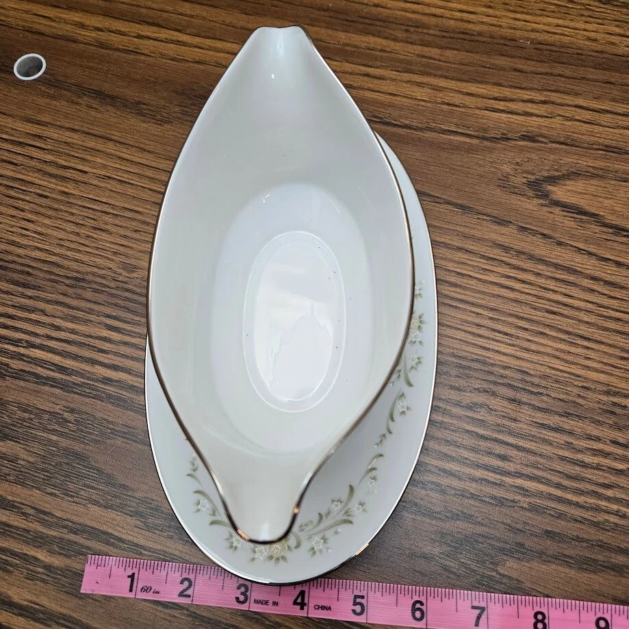 SANGO China Gravy Boat Placa Base Adjunta Patrón Debutante Borde Dorado Foto 4 de 4